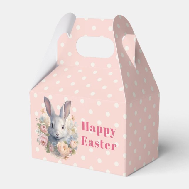 Rabbit Surrounded by Pastel Flowers Cute Easter Geschenkschachtel (Vorderseite)