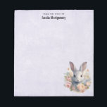 Rabbit Surrounded by Pastel Flowers Cute Notizblock<br><div class="desc">Notepad with a sweet and adorable watercolor image. A bunny rabbit with white and gray fur. A garland of carnation flowers in pastel colors of pink and peach. A cute Easter,  birthday or baby shower image for bunny rabbit lovers.</div>