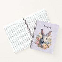 Rabbit Surrounded by Pastel Flowers Cute Notizbuch