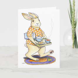 Rabbit Tea Tray Get Well card Karte