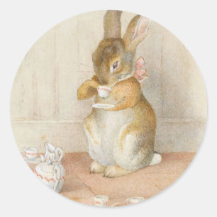 Rabbit Tee Party - Beatrix Potter Runder Aufkleber