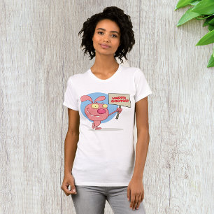Rabbit Tenant Un Joyeux T-shirt Femme Signe Pâques