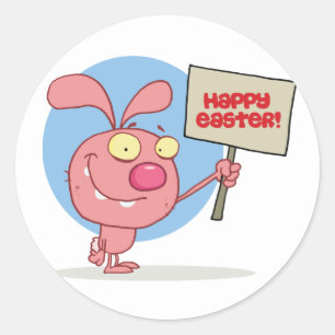 Rabbit Tenant Un Stickers Symbole De Pâques Heureu