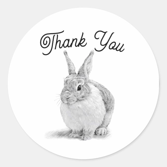 Rabbit Vielen Dank Runder Aufkleber (Vorderseite)