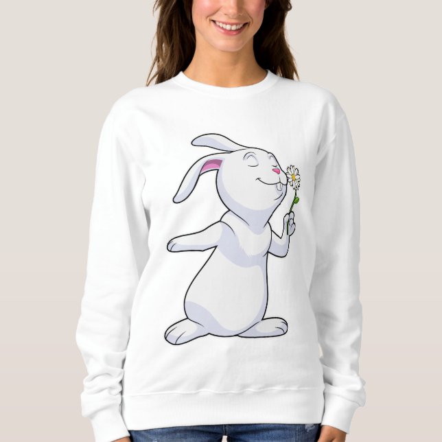 Rabbit with Daisy Sweatshirt (Vorderseite)