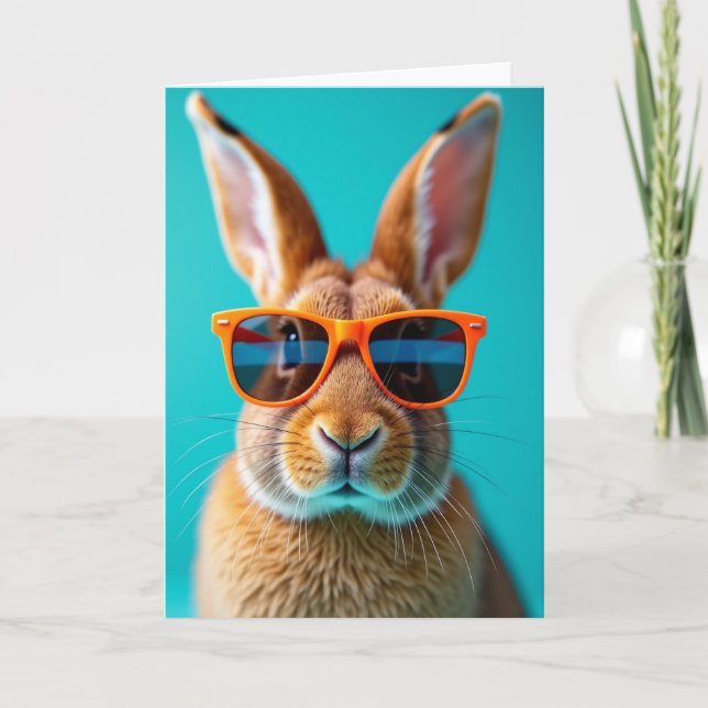 Rabbit With Orange Glasses Card Karte (Vorderseite)
