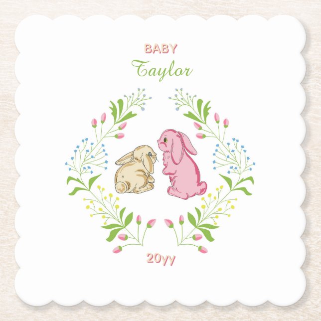 Rabbit Wreath Coaster Untersetzer (Vorderseite)