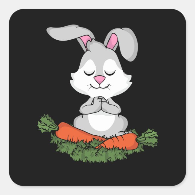 Rabbit Yoga Lover Frauen Sonniges Geschenk Meditie Quadratischer Aufkleber (Vorderseite)