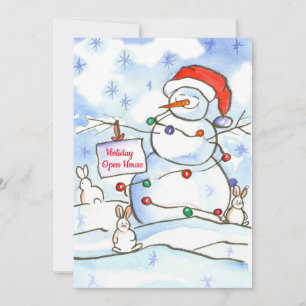 Rabbits Noël Holiday Open House Invitation