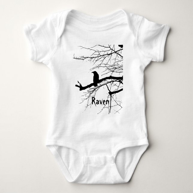 Rabe auf dem Baum Baby Strampler (Vorderseite)