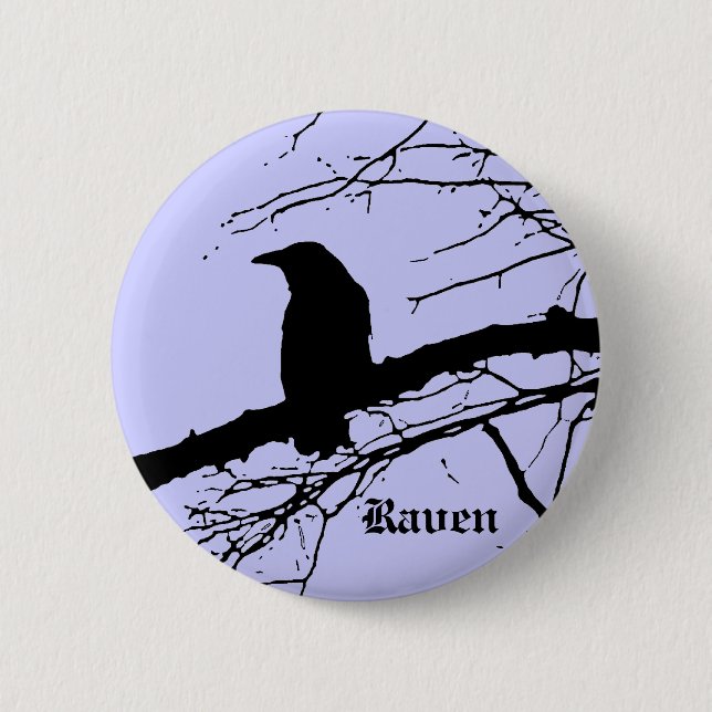 Rabe auf dem Baum Button (Vorderseite)