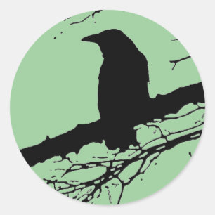 Rabe auf dem Baum Runder Aufkleber