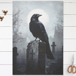 Rabe auf dem Friedhof Gothic Decoupage Seidenpapier