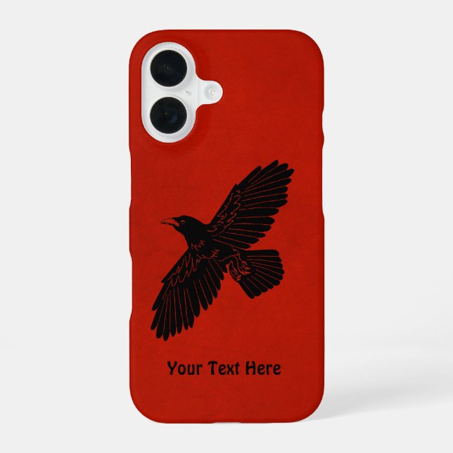 Rabe auf Rot  iPhone 16 Hülle (Rückseite)