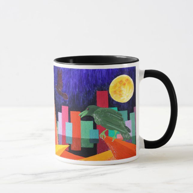 Rabe begehrt den Mond Tasse (Rechts)