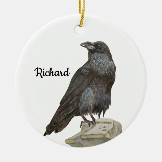 Rabe Keramik Ornament (Vorne)