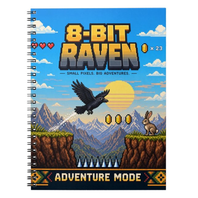 Rabe, Retro 8-Bit Pixelkunst Notizblock (Vorderseite)