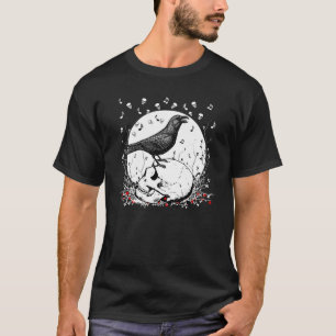 Rabe singt Lied des Todes auf Schädel-Illustratio T-Shirt