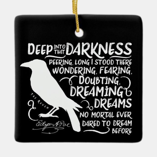 Rabe (tief in diese Dunkelheit) durch Edgar Allan Keramikornament (Vorderseite)
