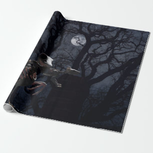 Rabe und Rattenskelett im Mondlicht Geschenkpapier