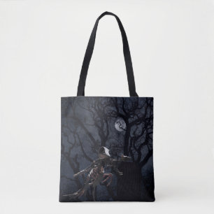 Rabe und Rattenskelett im Mondlicht Tasche