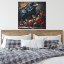 Rabe und rote Rosen gothische Kunst