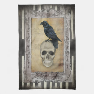 Rabe und Totenkopf Geschirrtuch