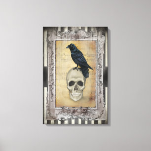 Rabe und Totenkopf Leinwanddruck