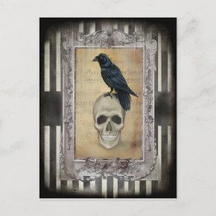Rabe und Totenkopf Postkarte