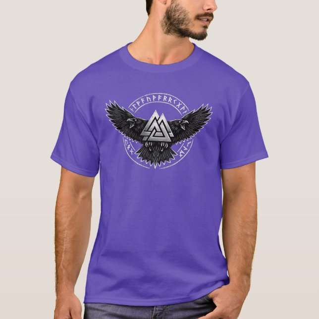 Rabe Valknut Wikinger T-Shirt (Vorderseite)