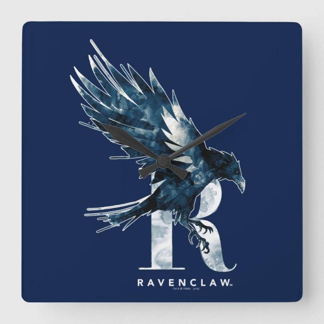 Raben-Aquarell Harry Potters | RAVENCLAW™ Quadratische Wanduhr (Vorderseite)