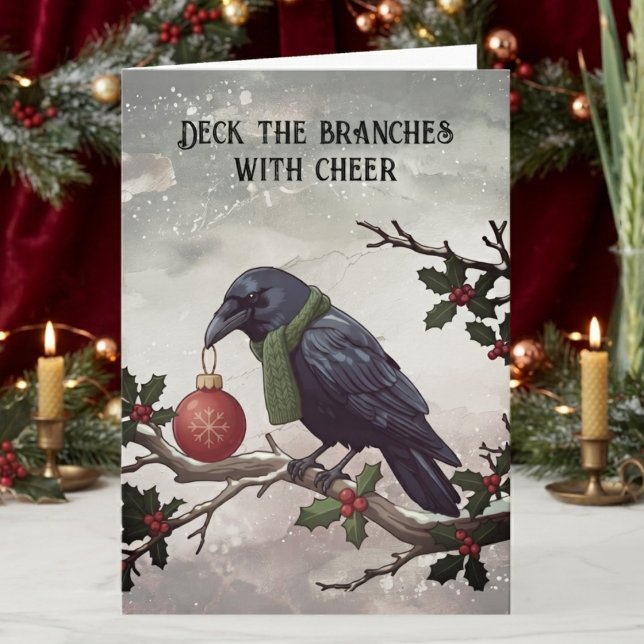 Raben-Gotik-Winter Karte (Gothic raven holiday card for alternative friends celebrating a moody winter Christmas.)