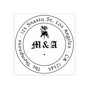 Raben-Gotische Hochzeitsmonogramm Gummistempel