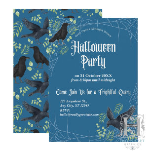 Raben-Halloween-Party-Einladung in Blau Einladung