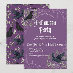 Raben-Halloween-Party-Einladung in Lila Einladung