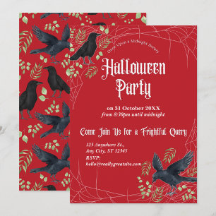 Raben-Halloween-Party-Einladung in Rot Einladung