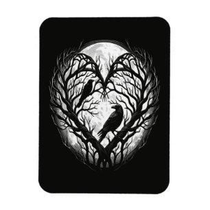Raben Krähen Herz Baum Magnet