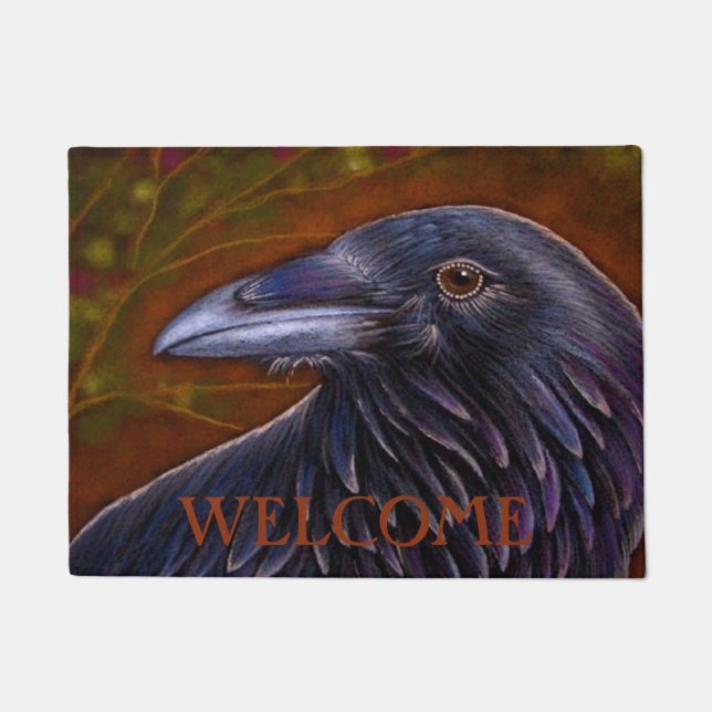RABEN-KRÄHEN-VOGEL-WILLKOMMEN 18" x 24" Tür-Matte Fußmatte (Vorderseite)
