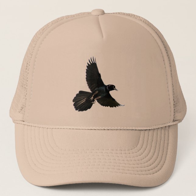 Raben-Krähenvogel-Fliegen Hut Truckerkappe (Vorderseite)