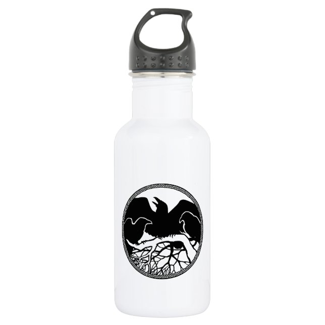 Raben-Kunst-coole Krähen-Kunst-Sport-Flasche Trinkflasche (Vorderseite)