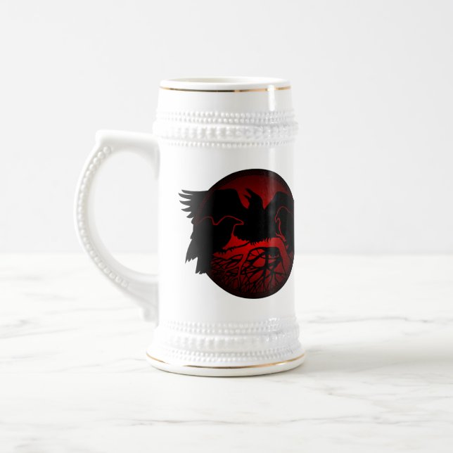 Raben-Kunst-Tassen-wilder Vogel-Bier-Tassen-Rabe Bierglas (Links)