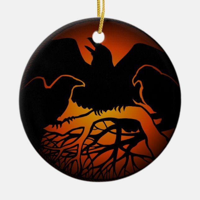 Raben-Kunst-Verzierungs-Stammes- Keramik Ornament (Vorne)
