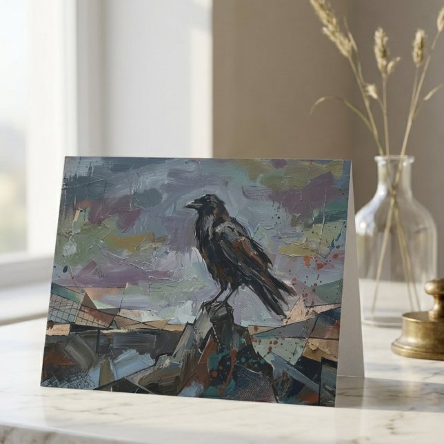 Raben-Ölgemälde – Düstere gotische Geschenkidee fü (Raven oil painint gothic note card)