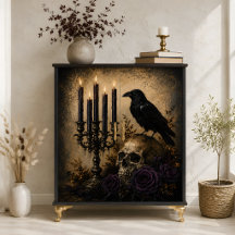 Raben-Schädel-Lila-Rosen-Gotischer-Halloween-Dekor