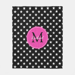 Raben-Schwarz-und Diva-Rosa-Stern-Monogramm Fleecedecke