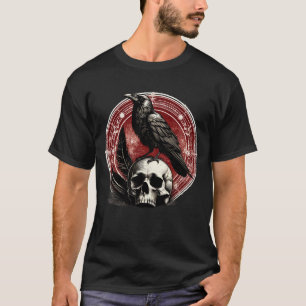 Raben Schwarze Krähe und Schädel Hexerei Okkultism T-Shirt