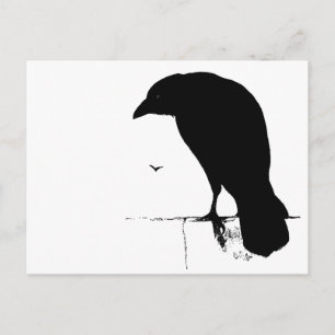 Raben-Silhouette - Vintage-Goth-Raben und Krähen Postkarte