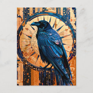 Raben-Totem – Mystisches Art Deco Symbol Postkarte