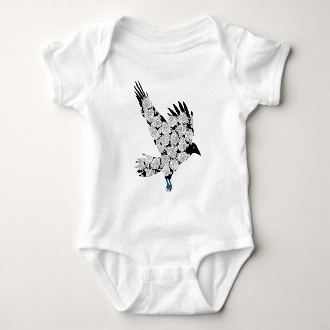 Raben-u. Rosen-Tätowierungs-gotische Illustration Baby Strampler (Vorderseite)