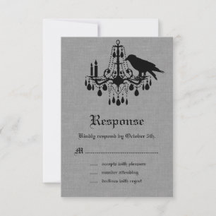Raben- und Spinnen-Damaskus Grau Leinen RSVP Karte